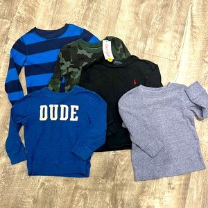 LOT 5 boy long sleeve thermal, sweater, warm kids winter Cat & Jack shirts